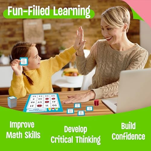 SpriteGru Addition & Subtraction Bingo Game, 360 Math Problems, 2 Educational Math Board Game for Kindergarten and Preschool Kids 4-8, Perfect for Classroom & At Home - Image 5