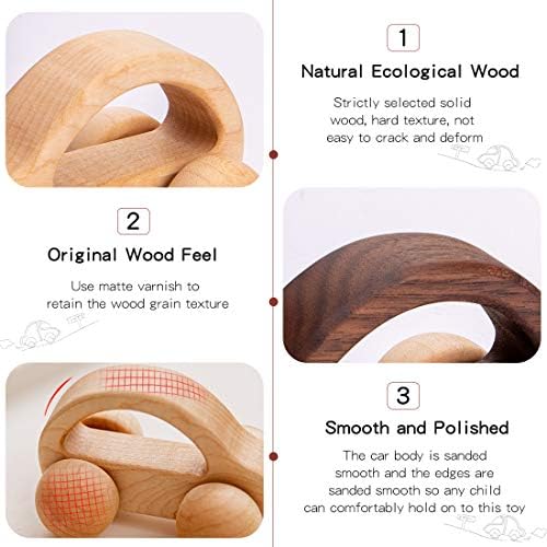 Organic Baby Push Car Wooden Toys 2pc Wood Car and Fine Movement Development and Infant Grasping Montessori Toys - Image 4