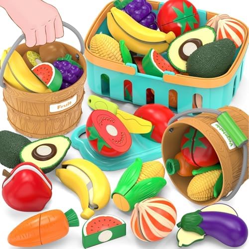 Play Food Toys for Kids Kitchen, Cutting Food Sorting Toy, Pretend Play by MOEAWS