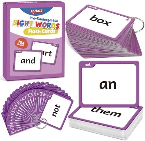 Torlam Sight Words Flash Cards for Kids Pre-Kindergarten,Learn to Read Digraphs CVC Blends Long Vowel Sounds Spelling Reading Phonics Games for 2-4 Years, Site Words Classroom Homeschool by Torlam