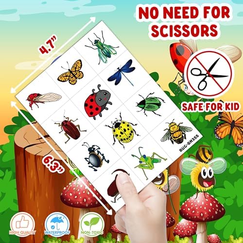 60PCS Bug Temporary Tattoos for Kids Toddlers - Image 4