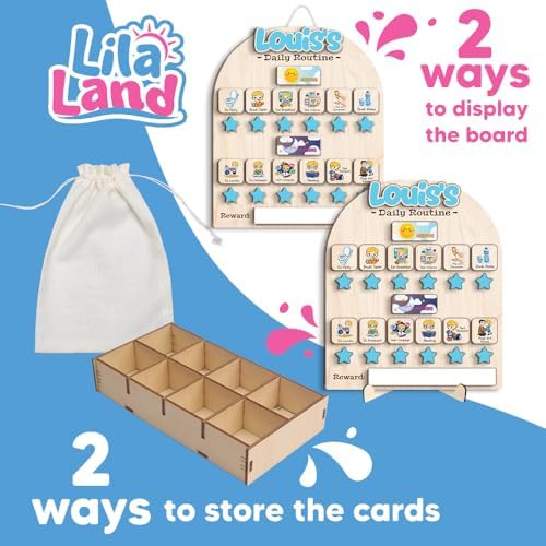 Wooden Chore Chart for Boys, Daily Routine Chart for Kids, Visual Schedule, Chore Reward Chart, Bedtime Morning Routine Chart for Toddlers (02) - Image 6