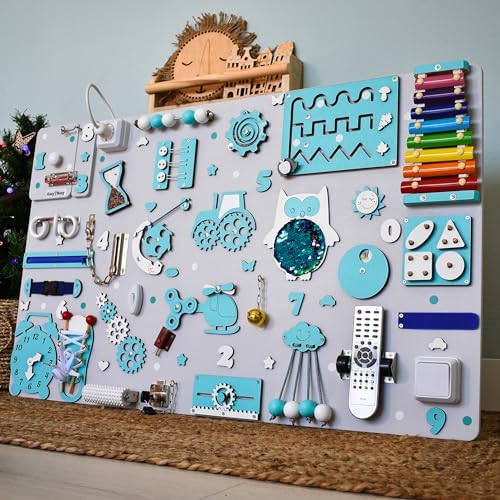 Fidget busy board for toddler, baby sensory toy, gift for 1 2 3 year boy, personalised activity boards, Montessori busy board - Image 7