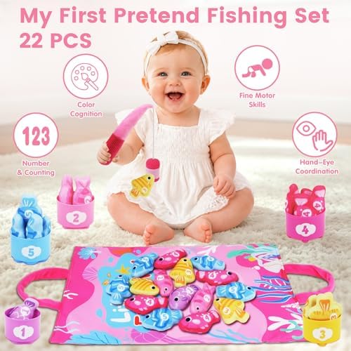 Montessori Toys for 1 Year Old Girl Gifts: Fishing Game with Stacking Cups - Image 2