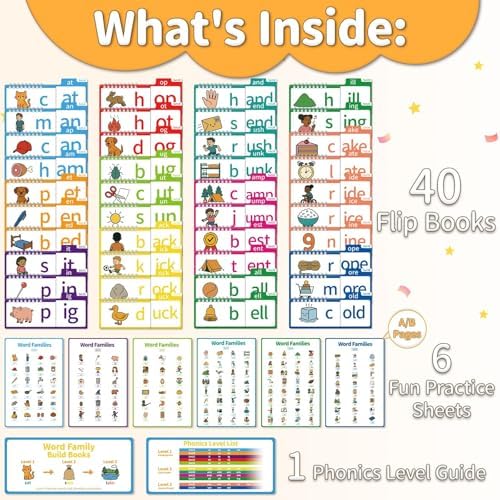 Phonics Flash Cards & Word Family Build Book Fun Kids Flip Books - Image 5