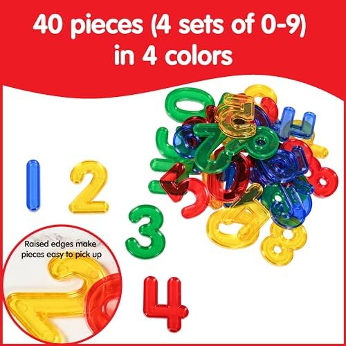 edxeducation Transparent Numbers Set - Mini Jar Set of 40 - Colorful, Plastic Numbers - Light Box Accessory - Sensory Play - Math Manipulative for Kids - Image 3