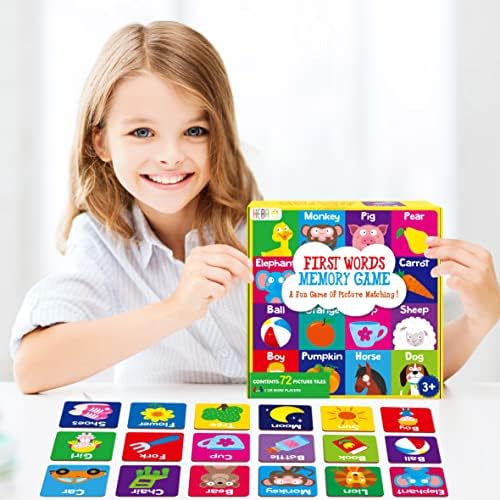 Hebayy Memory Matching Game, 72 PCS First Words Matching Cards for Toddlers 36 Pairs Memory Cards Educational Toys for Preschool 4 5 6 Years Old - Image 6