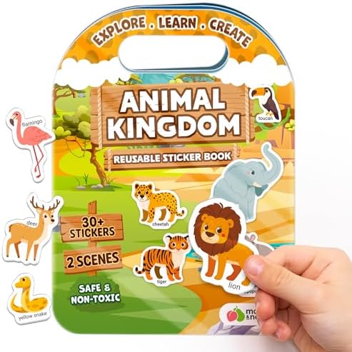 Reusable Sticker Books for Toddlers 1-3, Stickers for Toddlers 2-4 Years - Stickers for Kids Airplane Toys for Toddler 1-3, Toddler Travel Toys - Reusable Sticker Book Birthday Gifts for Boys Girls by MomoNashi