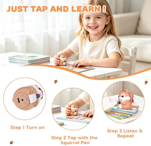 Phonics 55 Double-Sided Flash Cards with Squirrel Talking Pen Set, Over 800 Words Early Educational Learning Toys for Ages 2-6, Interactive Speech Book Card Game Gift, Homeschool Learning Supplies - Image 5
