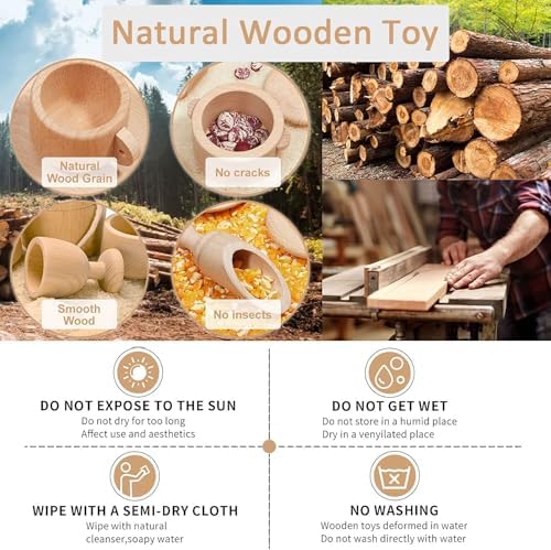 Montessori Sensory Bin Toys for Toddlers, 11pcs Wooden Toys - Image 3