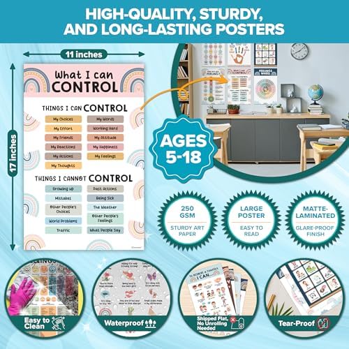 Decorably 15 Emotions Poster Feelings Chart for Kids Decor, 11x17in - Image 5