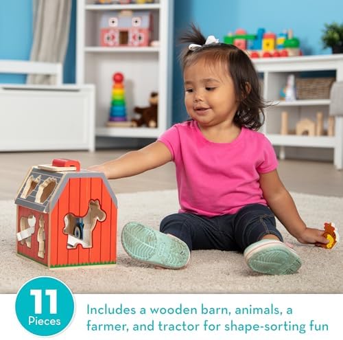 Melissa & Doug Take-Along Wooden Toy Barn, 11-Pc Portable Toddler Playset with Farm Animals & Pop-Up Roof, Preschool Learning Toys for Girls & Boys 2+ - Image 5