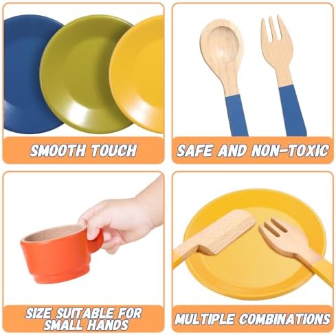 GAGAKU Wooden Play Food Sets for Kids Kitchen, Montessori Wooden Play Food Toys with Plates and Dishes for Toddler Boys & Girls Gifts - Image 4