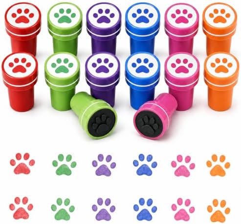 Cinrobiye 24 Pcs Pet Paw Stampers Party Favor Set, Cute Animal Paw Print Stamps for Kids Birthday Party, Classroom Rewards, Carnival Prizes, Goody Bag Fillers, Pet Lover Party Supplies by Cinrobiye