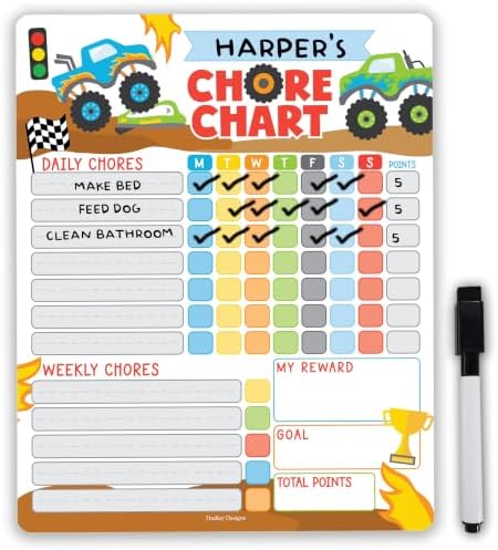 Magnetic Chore Chart for Kids Dry Erase Reward Chart for Home and Classroom by HadleyDesigns