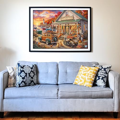 Think2Master Harbor General Store 1000 pieces Large Format Jigsaw Puzzle: 13+, teens, adults & families. Vintage Seaside Small Town Americana Great gift for Nostalgia & 1940s 1950s Size: 26.8” X 18.9” - Image 3