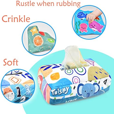 Baby Toys 6-12 Months Tissue Toy Montessori Toy for Babies 6-12 18 Months, Soft Contrast Crinkle Sensory Toys for Toddlers - Image 3