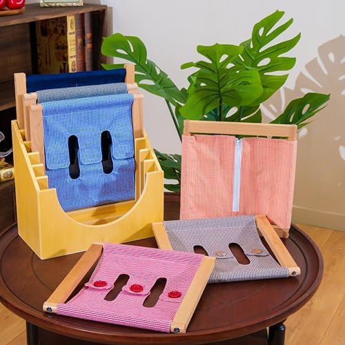 Montessori Dressing Frames Set with Stand- 6 Toddler-Friendly Practical Life Frames & Cabinet, Solid Beechwood Fine Motor Skills Toys for Kids Ages 3+, Preschool & Homeschool - Image 2