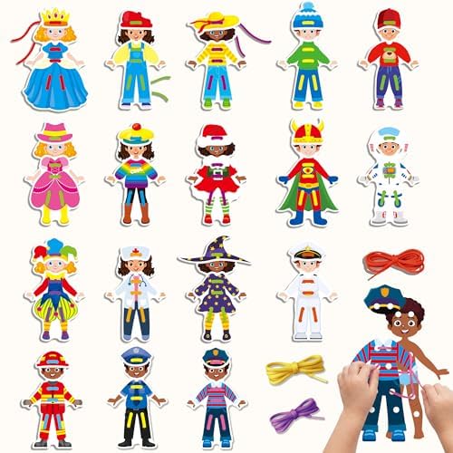 18PCS Dress Up Lacing Card | Girl Montessori Toys Sewing Kits for Kids by ArRuKiKIDS