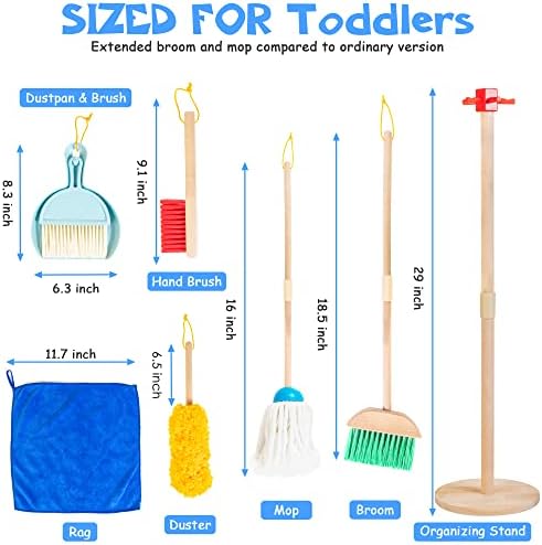 WOODMAM Wooden Kids Cleaning Set, Toddler Cleaning Toys with Broom and Mop - Image 2