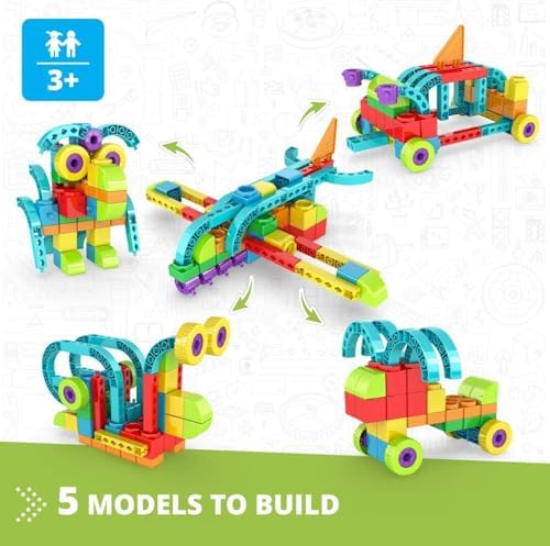 Engino QBOIDZ Airplane, Building Blocks for Ages 3+, Preschool Educational Toys for Kids, Building Kit for Boys & Girls, Montessori Toys, STEM Toddler (5 Models) - Image 2