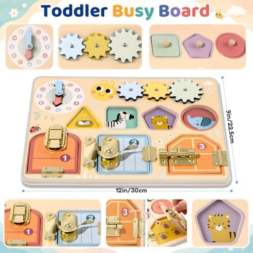 Lewo Montessori Busy Board, Wooden Sensory Activity Toys for Toddlers 3 4 5 - Image 2