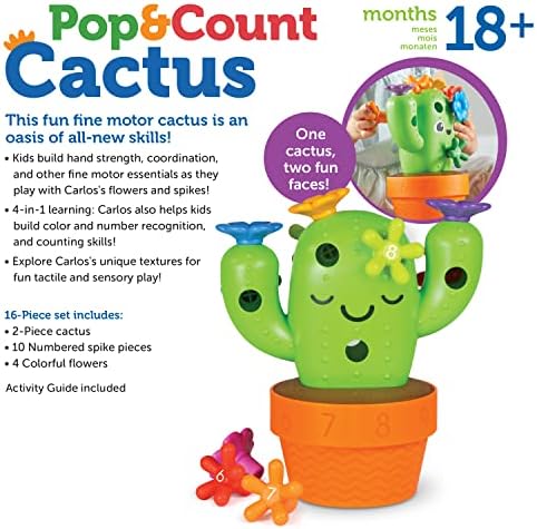 Learning Resources Carlos the Pop & Count Cactus - 16 Pieces, Age 18+ Months, Toddler Montessori Toys, Stacking Shape, Sorting And Matching Skill Activities, Educational Games - Image 6