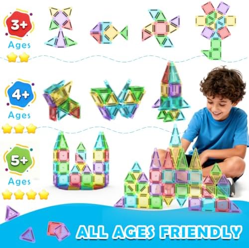Mini Magnetic Tiles Travel Set with Case 30pcs, Magnet Travel Toys - Image 4