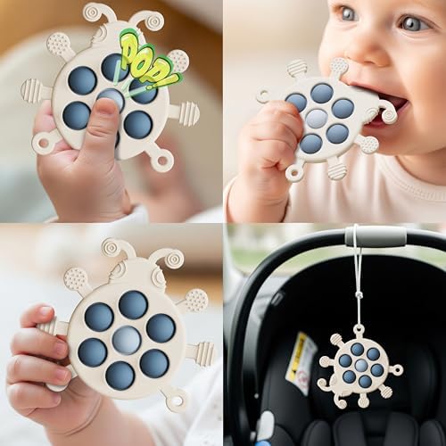 High Chair Suction Cup Toy & Teething Toy Set, Sensory Toy [Sky Blue] - Image 4