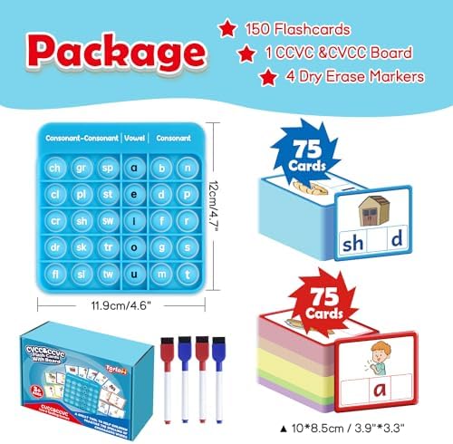 Torlam CVCC & CCVC Word Games, Sight Words Flash Cards Spelling Reading Learning Phonics Games for Kids, Speech Therapy Toy, Kindergarten Classroom Must Have Learning Activities Homeschool Supplies - Image 7