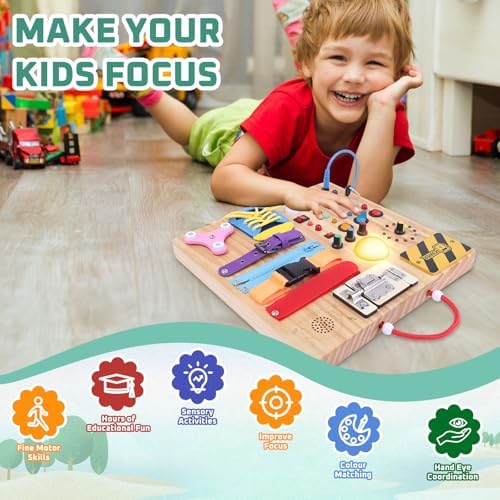Hoarosall 23 in 1 Busy Board Montessori Toys for Toddler and 1-3 Year Old Boys and Girls - Image 5