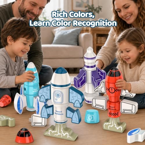 Magnetic Robot Building Toy, STEM Magnet Rocket Toys Set for Kids Age 3-5 - Image 6