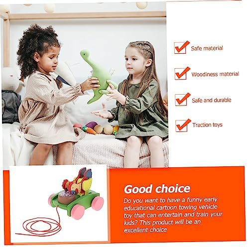 Animal Pull-Along Toy for Toddlers Wooden Early Education Cart Cartoon Animals Develops Hand-Eye Coordination and Cognitive Skills Great for Learning Playtime - Image 2