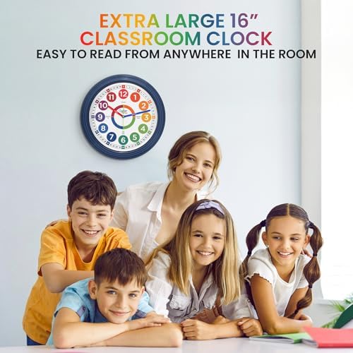 Oyster&Pop Extra Large 16" Kids Wall Clock - Weather-Resistant Outdoor - Image 2