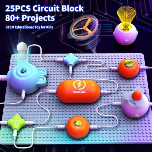 Circuit Kit for Kids 3-12, 25PCS STEM Blocks 80+ Projects Fan RGB - Image 2