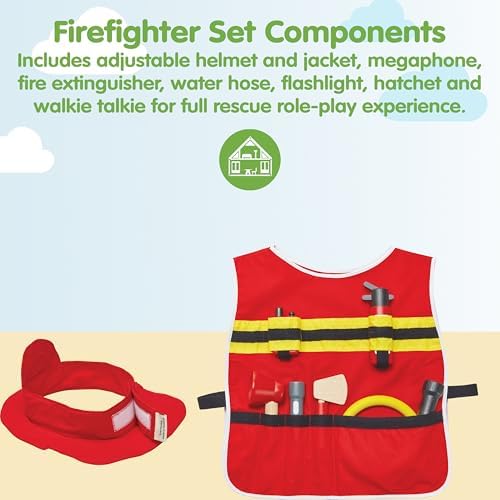 PlanToys® Firefighter Play Set with Pretend Rescue Kit, Helmet & Jacket - Image 2
