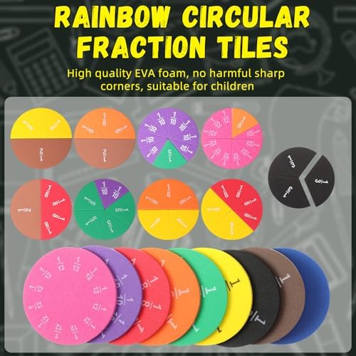 Sayglossy 15 Sets Fraction Circles Fraction Manipulatives for Preschool Elementary School Educational Math Learning Manipulatives for Teacher Bulk with Storage Box - Image 4