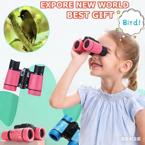 Kids Binoculars Best Gifts for 3-12 Years Boys Girls High-Resolution Optics Shockproof Mini Compact Binocuolar Toys Folding Small Telescope for Bird Watching Camping Outdoor Play - Image 2