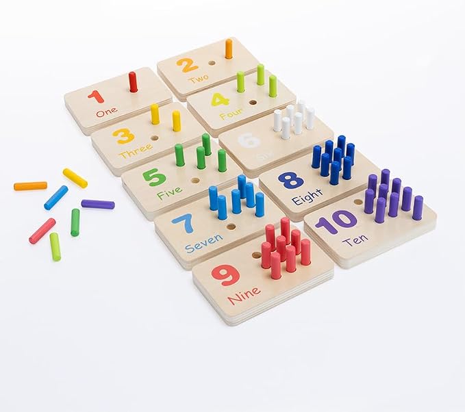 Fat Brain Toys Match & Count Peg Boards, Wooden Number-Learning, Montessori-Inspired Activity for Preschoolers and Kindergarteners, Ages 3+ by Unknown
