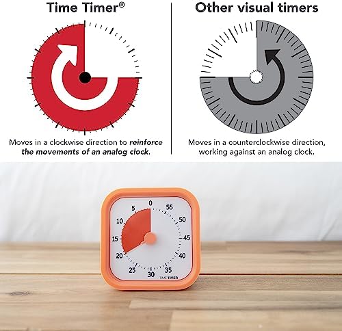 TIME TIMER Home MOD – 60-Minute Visual Timer Home Edition, Silent Operation Study Tool for Kids Desk, Homeschool Supplies, Office & Meetings (Dreamsicle Orange) - Image 6