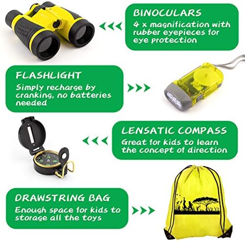 24 Pcs Kids Explorer Kit & Bug Catcher Kit for Kids, Outdoor Toys Adventure Camping Kit with Drawstring Bag, Binoculars, Compass, Butterfly Net, Educational Nature Exploration Toys Gift for Boys Girls - Image 2