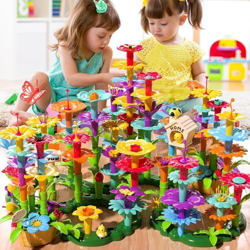 TEMI 138 PCS Flower Garden Building Toys for Girls Toys, Educational STEM Toy and Preschool Garden Play Set for Toddlers 3 4 5 6 7 8 Year Old Kids Boys Girls, Flower Stacking Toys for Kids Age 3-6 - Image 6