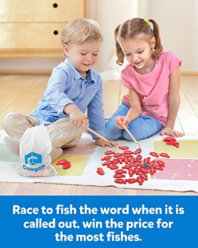 Coogam Wooden Magnetic Fishing Sight Words Game Learning Dolch Word Flashcards Montessori Educational Toy for Preschool 3 4 5 Year Old Kids - Image 6