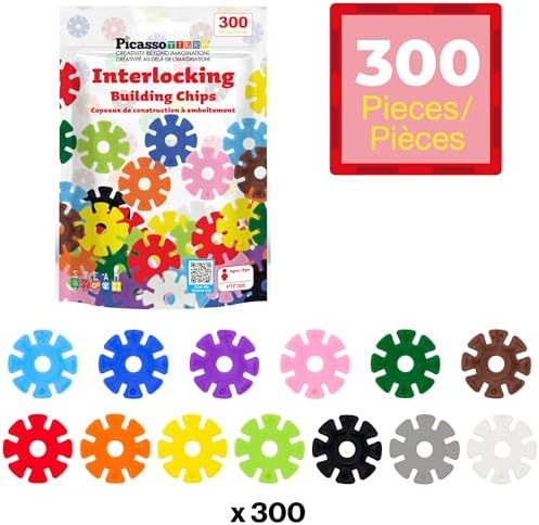 PicassoTiles 300 Piece Interlocking Disc Building Chips, STEM Toy for Kids - Image 3