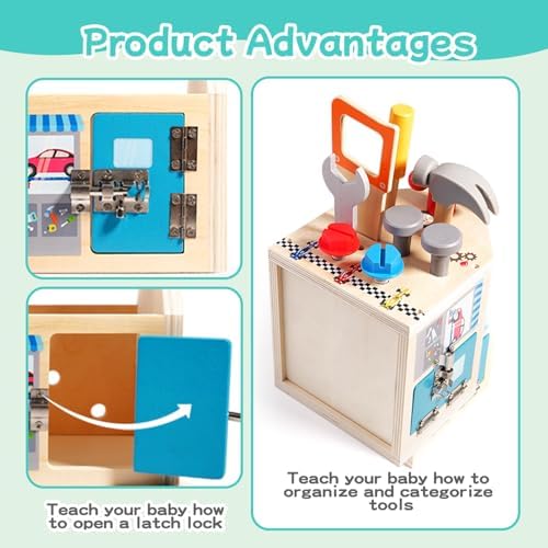GAIETYDIY Montessori Toddler Tool Set - Wooden Kids Tools with Box/Bench - Image 5