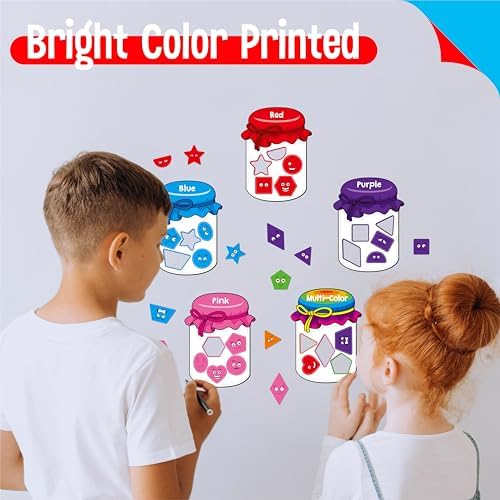 12 Pieces Magnetic Color Sorting Toys, 60 Color & Shape Magnets, Early Educational Sorting Set for Refrigerator Whiteboard Baby Toddlers Kids - Image 5