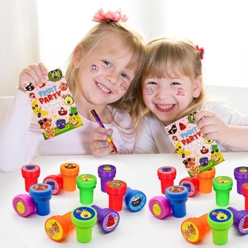 Cinrobiye 24 Pcs Summer Fruit Stampers Party Favor Set, Cute Fruit Stamps for Kids Birthday Party, Classroom Rewards, Carnival Prizes, Goody Bag Fillers, Summer Themed Party Supplies - Image 6
