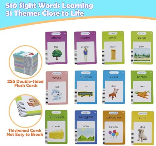 MAYAPHILOS Italian and English Talking Flash Cards with 510 Sight Words - Image 2