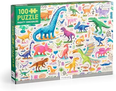 Mudpuppy - Mighty Dinosaurs 100 Piece Jigsaw Puzzle for Kids by Mudpuppy