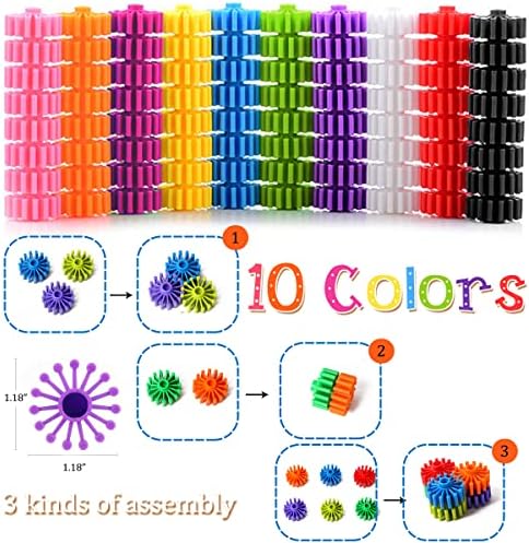 RAINBOW TOYFROG Interlocking Gears Toys for Kids - 100 Piece Kit with Tote - Colorful Manipulatives for Preschool Sensory Bin Or Occupational Therapy Tools - STEM Building Toys for Girls & Boys - Image 4